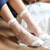Women's Elastic Cotton Socks Transparent Floral Summer Thin Sheer Non-slip