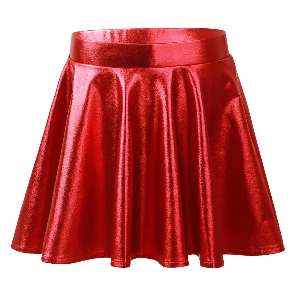 Girls Metallic Dance Pleated Skirts Ballet Tutu Skirts Modern Dance A Line Skirts Performance Skorts