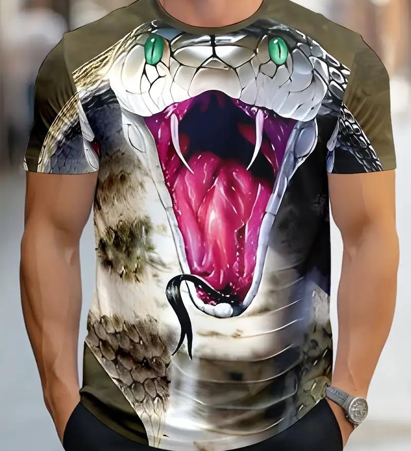 XXS-6XL Plus Size T-shirt Fashion 3D Printed Snake Graphic T Shirt For Men Oversized T-shirt Summer Short Sleeve Tees Tops