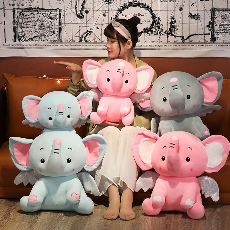 Милый ангел-слон, мягкая игрушка, мультяшный мягкий слон, плюшевая кукла-животное, детская спящая успокаивающая кукла, подарок на день Святого Валентина для девочек
