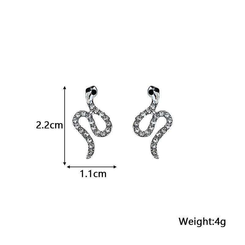 Full Crystal Rhinestone Snake Stud Earrings For Women Statement Unique Wedding Jewelry Brincos Pendientes