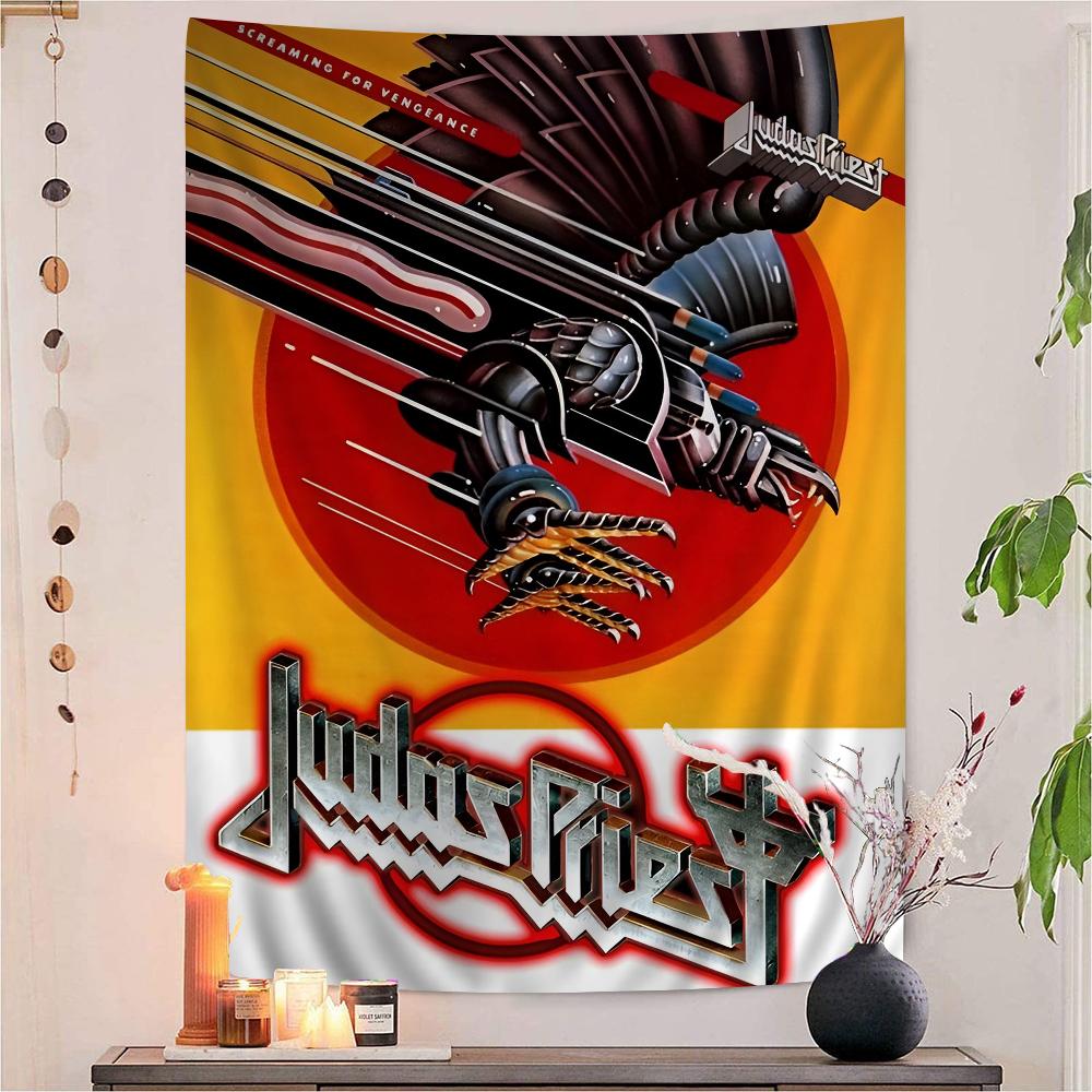 Рок-группа Judas Priest Непобедимый Красочный Гобелен Настенный Подвесной Хиппи Цветочные Настенные Ковры Декор для Комнаты в Общежитии Настенное Искусство Декор