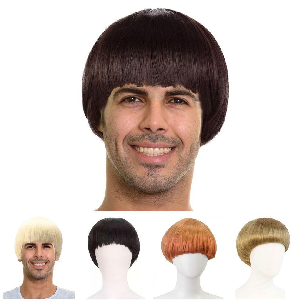 Synthetic Short Bowl Cut Hair Multi-colored Anime Retro Wig Mushroom Cosplay Wig Role-playing