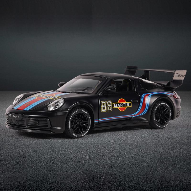 1/32 Porsche 911 Targa 4S Martini Racing Edition Спортивный автомобиль Сплав Литой Модель автомобиля Высокая симуляция Украшения Орнамент Подарок
