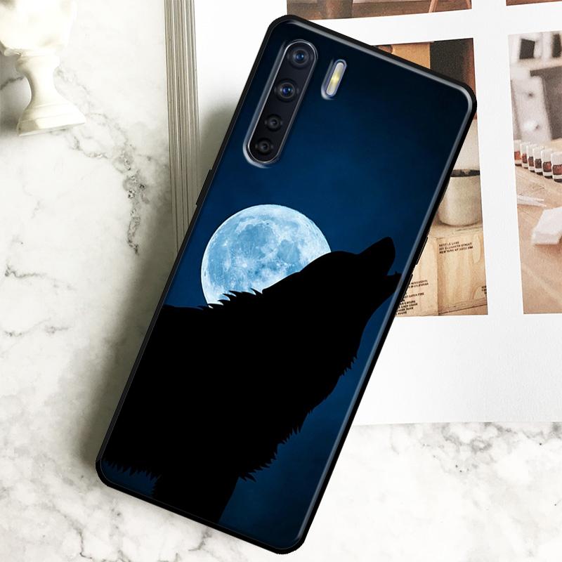 Moon Roaring Wolf Case For Oppo A18 A38 A58 A78 A98 A40 A60 A80 A16 A76 A96 A15 A17 A77 A74 A94 A54 A57S Cover