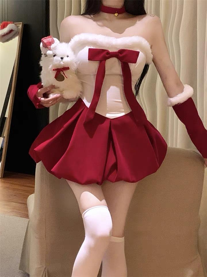 Sex underwear Christmas robe Korean velvet bunny cosplay dress uniform European and American models