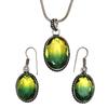 Green Tourmalinne Gemstone Mother's Day Jewelry Pendant Earring Set