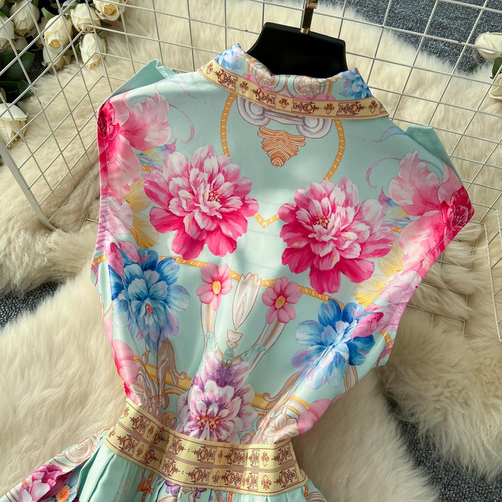 Франция Элегантный Винтаж Тонкий Вечернее Платье Женщины Печати Пуговицы Плиссированное Длинное Вечернее Платье Женщин Повседневный Шикарный Праздничная Одежда Новинка