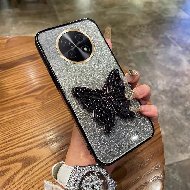 For Huawei Nova 15 Max Case with Cute Butterfly Stand Luxury Slim Gradient Clear Plating Glitter Girls for Huawei Nova15 Max Back Cover