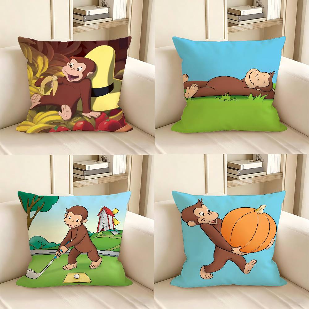 pc George The Curious Monkey Pillow Case Fashion Square Pillowcase Bedroom Sofa Room Ins Decoration Leisure