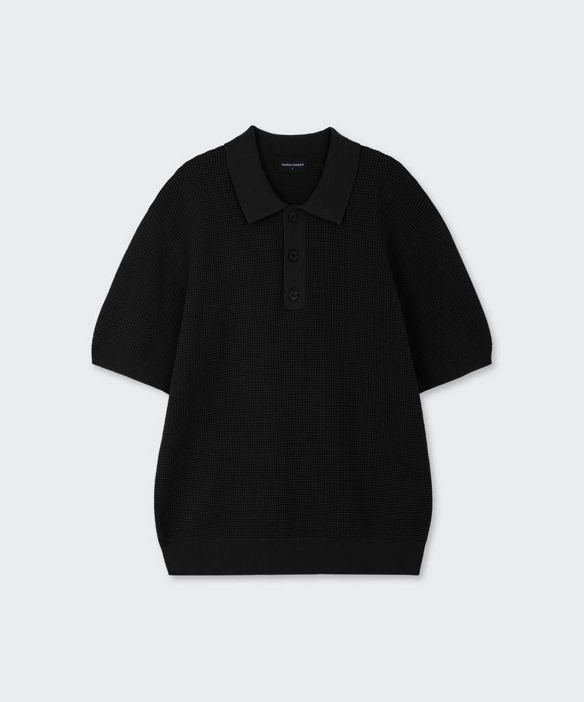 MUSINSA STANDARD Crocheted Knitted Polo Shirt [Black]