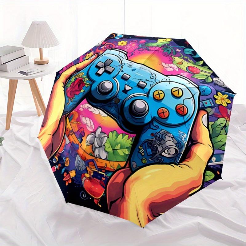 1pc Gamer Controller Automatic Open/Close Exquisite Umbrella - Compact Travel Umbrella, 8-Rib Heavy-Duty Construction, Ideal Gift, Outdoor A