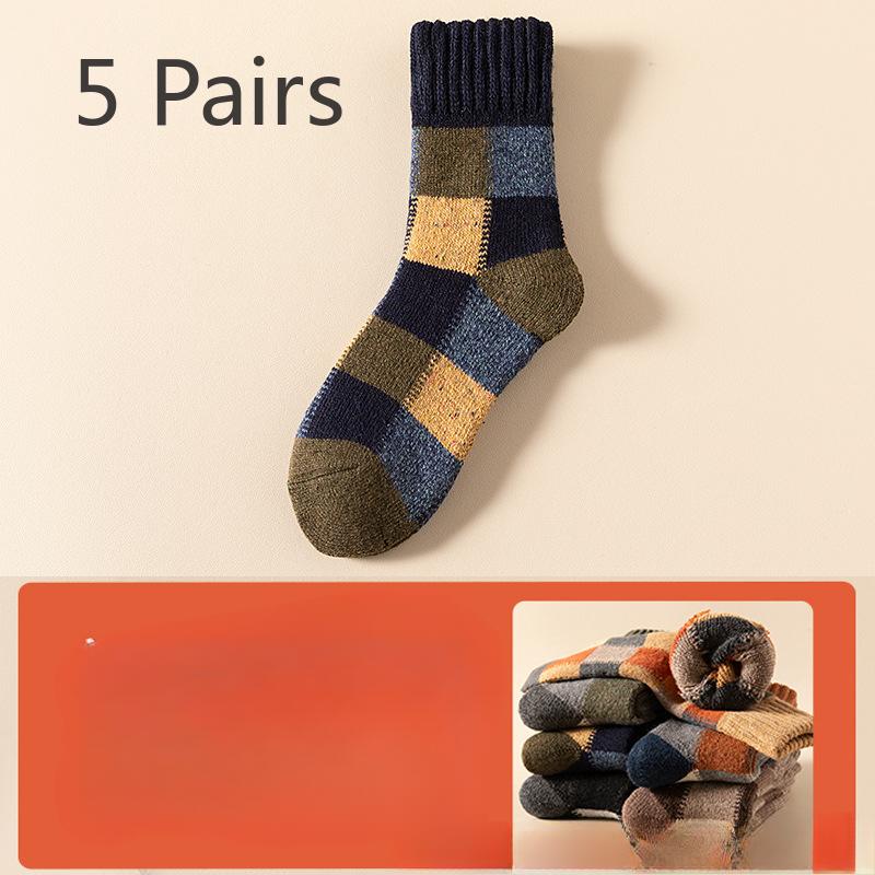5 пар мужских осенне-зимних толстых и бархатных теплых шерстяных носков Ring Wool Tube Socks