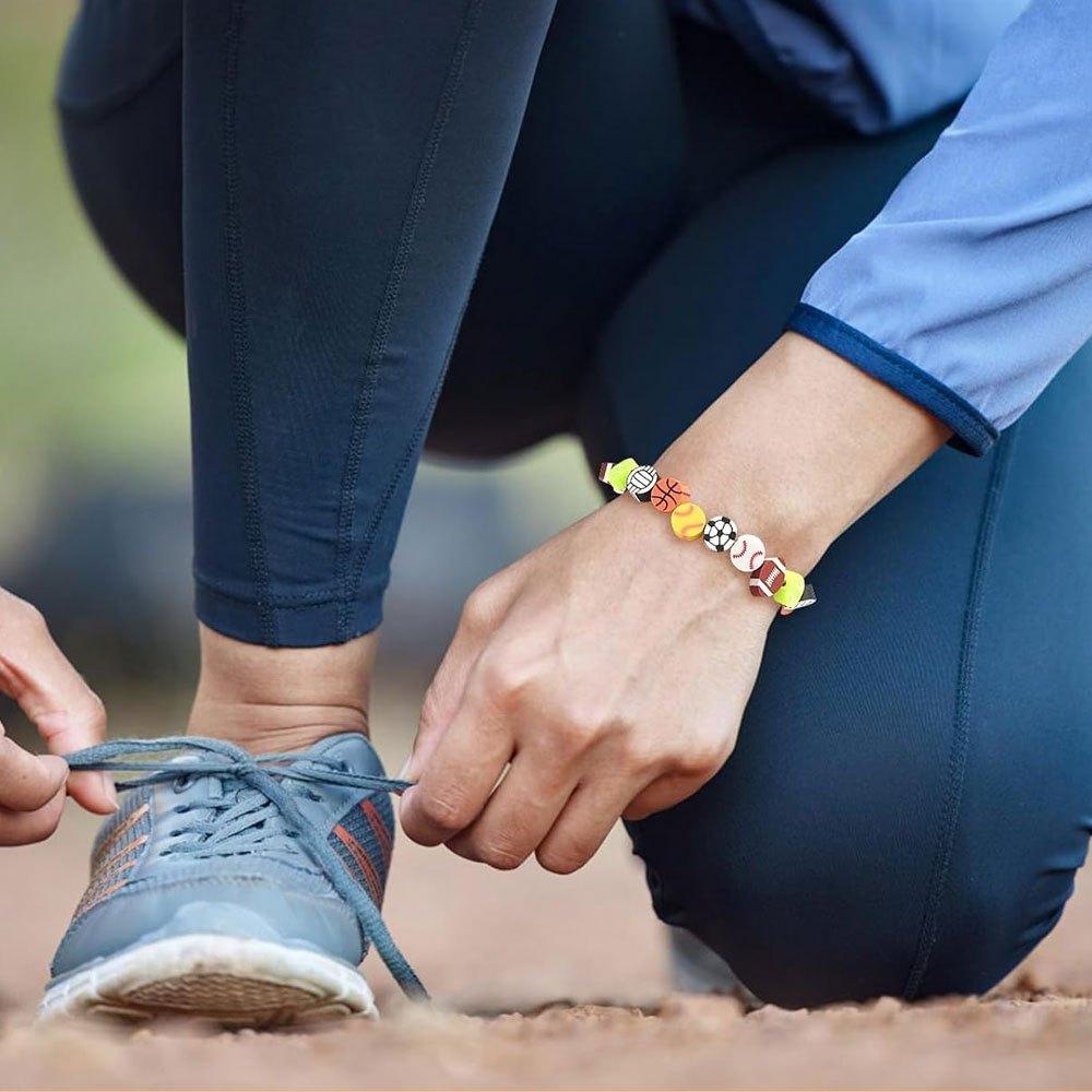 12/24/36 Sports Mud Beads, Sports Beads, Jewelry, Sports Ball Beads, Baseball, Softball, Football Beads, Keychain, Round Beads, DIY Crafts Bracelet