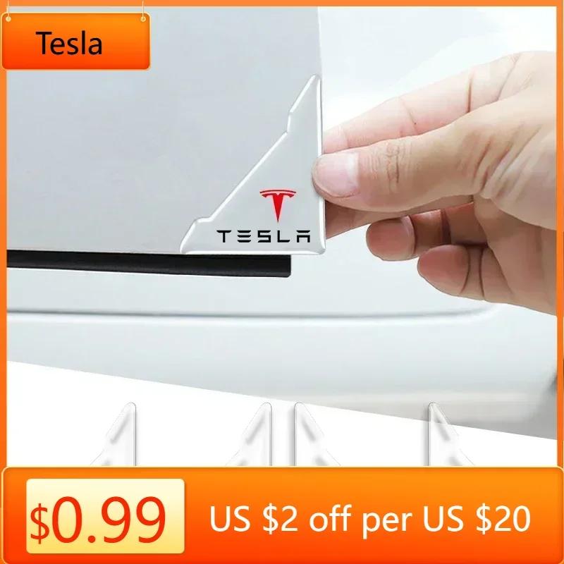 Car Sticker Tesla 2Pcs Car Logo Door Corner Covers Anti-Collision For Tesla Model 3 2021 S X Y Style Roadster Invader Coil Mod W
