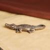 Brass Crocodile Statue Small Key Chain Vivid Animal Model  Home Decor