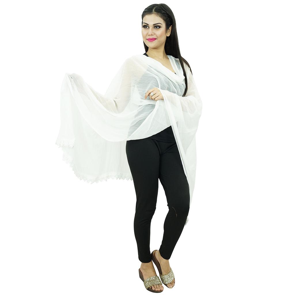 Chiffon Blend Dupatta Long Stole Women Neck Wrap Indian Scarves Chunni Beach