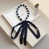 Ribbon Pearl Necklace Scarf Adjustable Polka Dots Scarf All-match Waist Chain  Summer Season