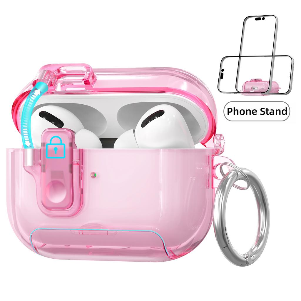 Прозрачный чехол для AirPods Pro 3, чехол-подставка для телефона с предохранителем, конструкция крышки с автоматическим открыванием, с крышкой для чистящего карандаша для AirPods Pro 3