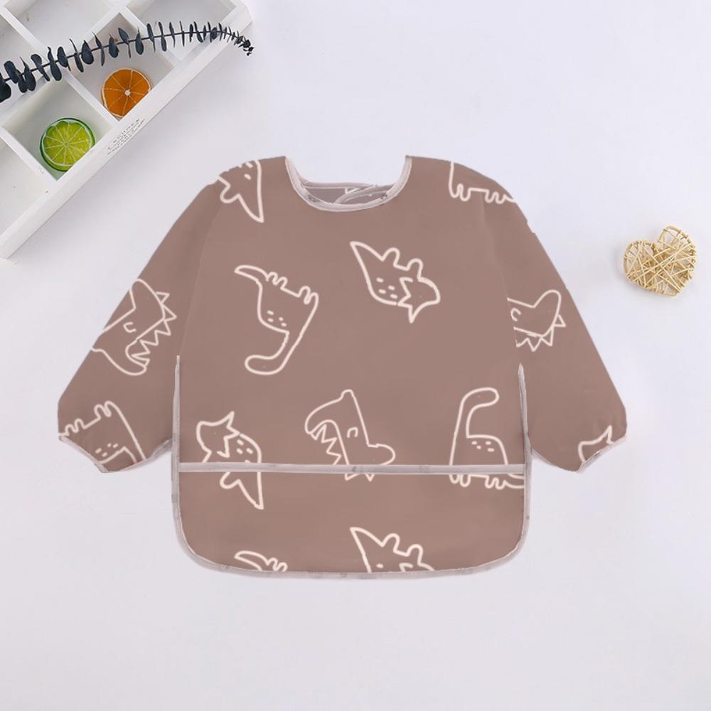 Adjustable Full Sleeve Apron Protective Front Long Sleeve Feeding Smock Durable Baby Bibs