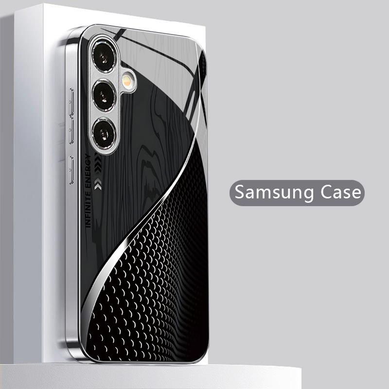 Серебристый Чехол для Телефона 2D с Узором Чешуи и Дуги для Samsung S26 S25 S24 S23 S22 S21 S20 A56 A36 A16 Гальванизированное Стекло Защитная Крышка