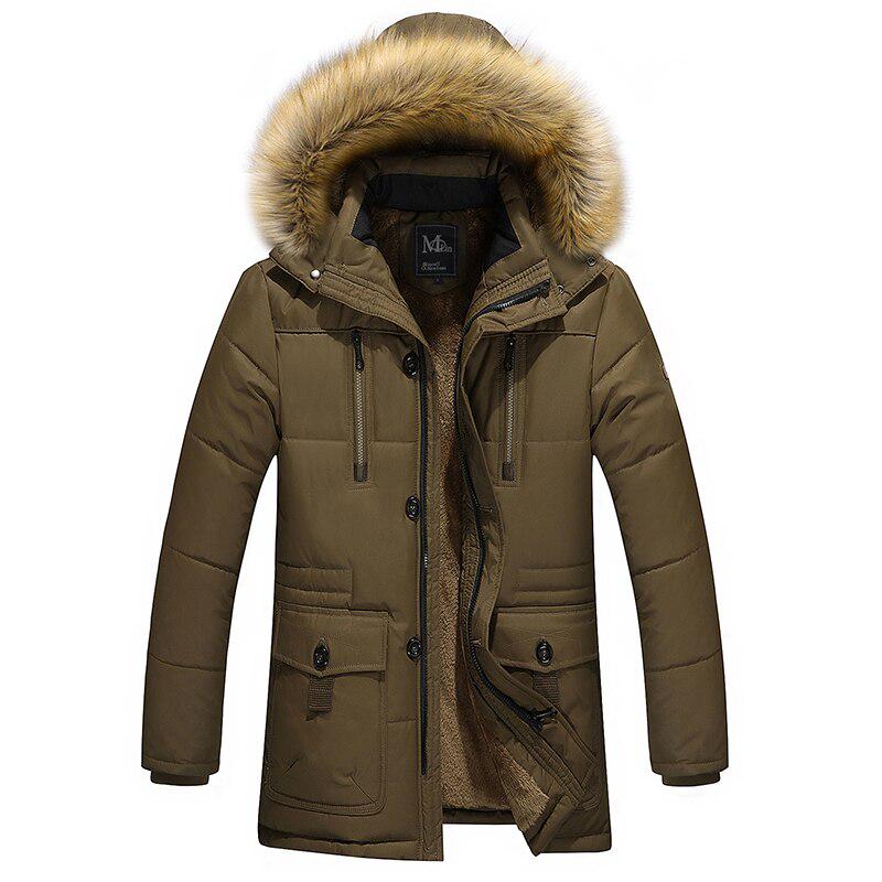 Winter Men Warm Down Jackets Thicker Hooded Wool Liner Coat