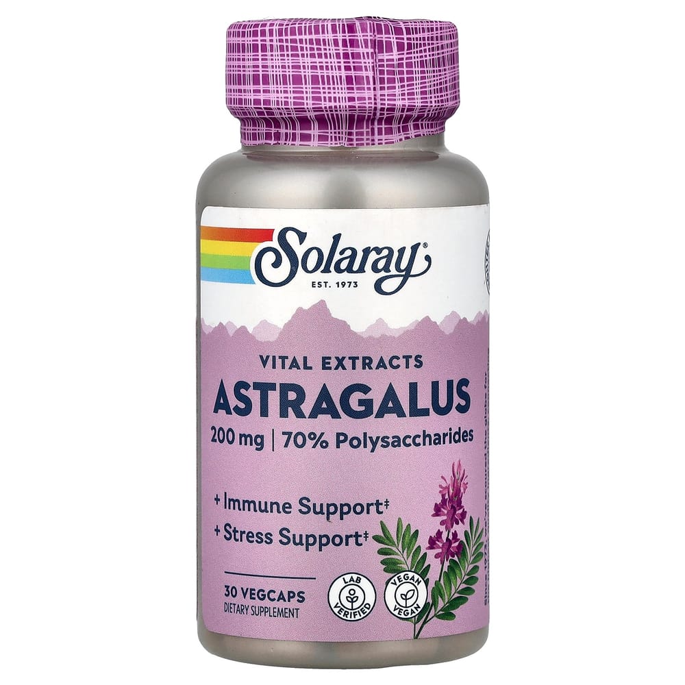 Solaray Vital Extracts Astragalus 200mg Veg Capsules, 30 Count