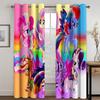 Children's Favorite Unicorn Curtains Cartoon Rainbow Horse Curtains 2 Panel Girls Room Bedroom Living Room Window Decor Curtains