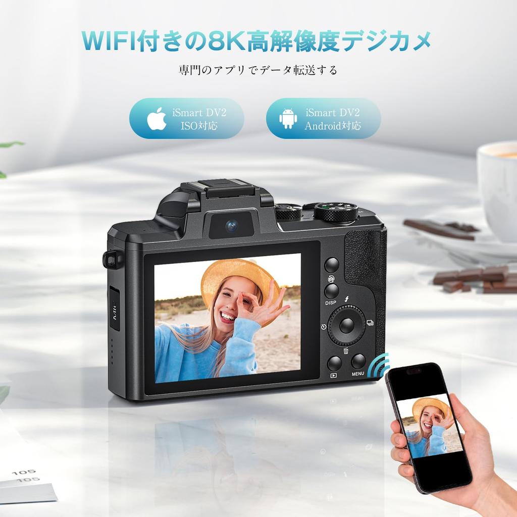 8K Digital Camera, 88 Megapixels, Sends Images To Smartphones, Retro Design, 48 Million Effective Pixels, 6-Axis Image Stabilization, Front and Rear