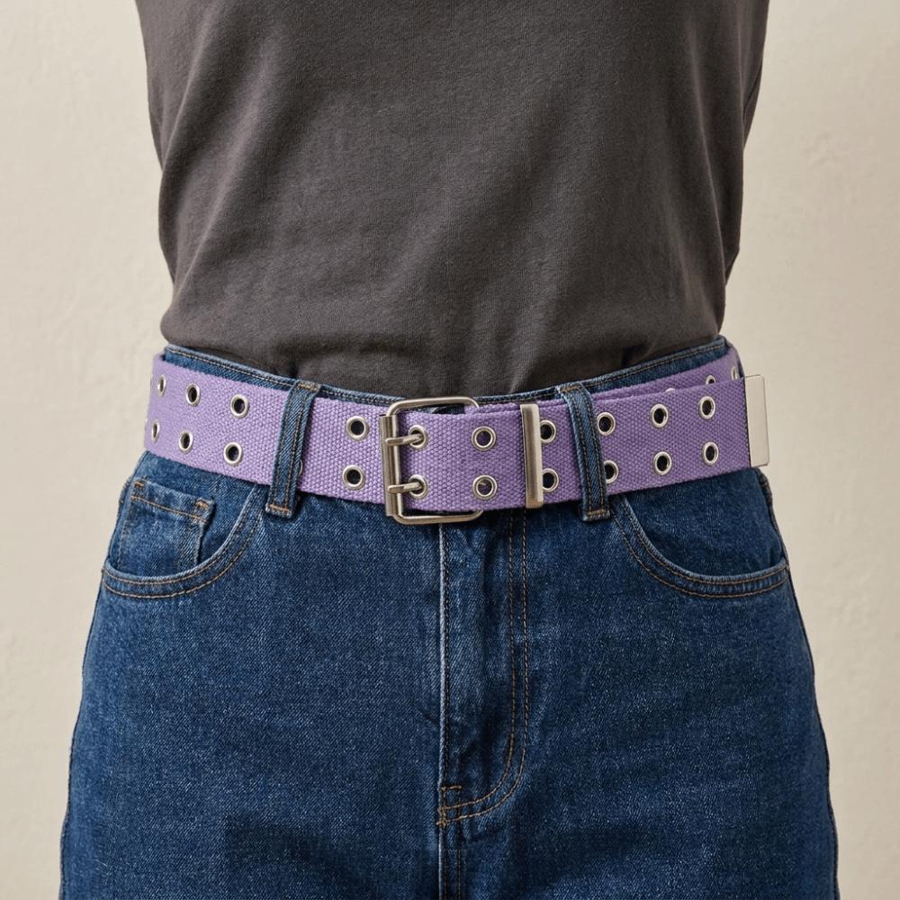 Nylon Canvas Waist Belt Double Row Double Row Buckle Belt Versatile Woven Belts Outdoor Activities