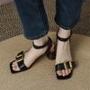 Fashion Ankle Strap Vintage Gladiator Sandals for Women Open Toe High Heels Sandalias De Mujer Belt Buckle Square Heeled Women Pumps