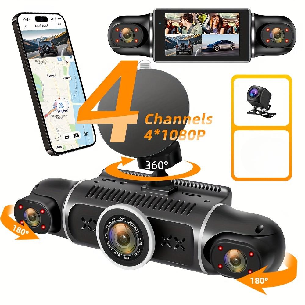 Автомобильный видеорегистратор, черный ящик, видеорегистраторы для автомобилей, бесплатная карта памяти SD на 64 ГБ с WIFI GPS, ночным видением, G-сенсором, циклической записью, сверхшироким углом обзора спереди, сзади, слева