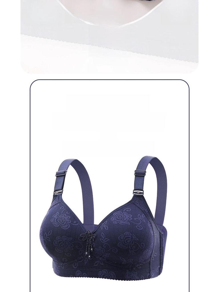 Большой жаккардовый бюстгальтер с тонкой чашкой без косточек, полностью закрывающий бюстгальтер для зрелых женщин