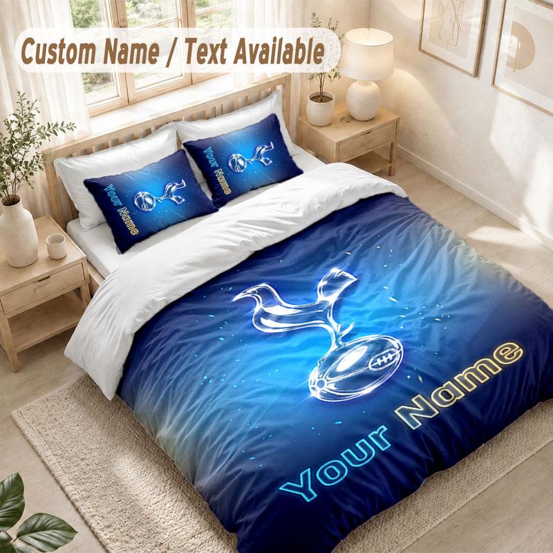 Custom Name Bedding Set 3 PiecesTottenham Hotspur FC Print Duvet Cover + 2 Pillowcases Soft Bed Decor