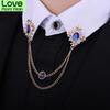 Fashion Gold Cross Chain Brooch Scarf Lapel Pin Crystal Shirt Collar Brooches Pins For Women And Man Trendy Jewelry Accesories