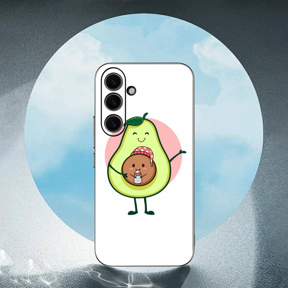 Милый мультяшный авокадо Роскошный черный чехол для телефона для Samsung Galaxy S23 S24 S25 Ultra S22 Plus S21