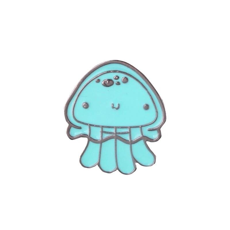 Sea Creature Brooch Pin Set Rays, Jellyfish, Starfish Metal Badge Marine Conservation Badge DIY Decoration Gift