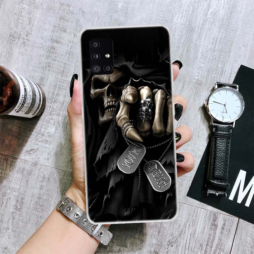 Чехол для телефона Grim Reaper с черепом и скелетом для Samsung Galaxy A12 A22 A32 A42 A52 A72 A51 A71 5G A41 A31 A21 A02S M12 M21 M31 M30S Fu
