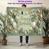 2D Sage Green Gold Happy Birthday Backdrop Banner, 8x6ft Party Background