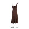 Kaslead New Arrival Women's Clothing Fashion Style Fashion Minimalist Ruched Neckline Polka Dot Dress 3152274