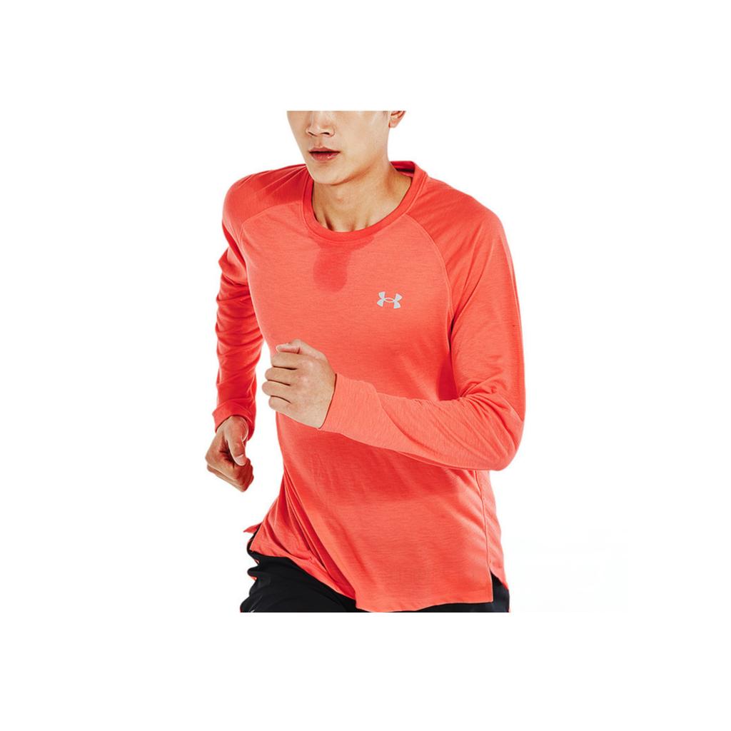 Under Armour Футболка с логотипом для бега с длинным рукавом и круглым вырезом, мужская, красная 1361470-690