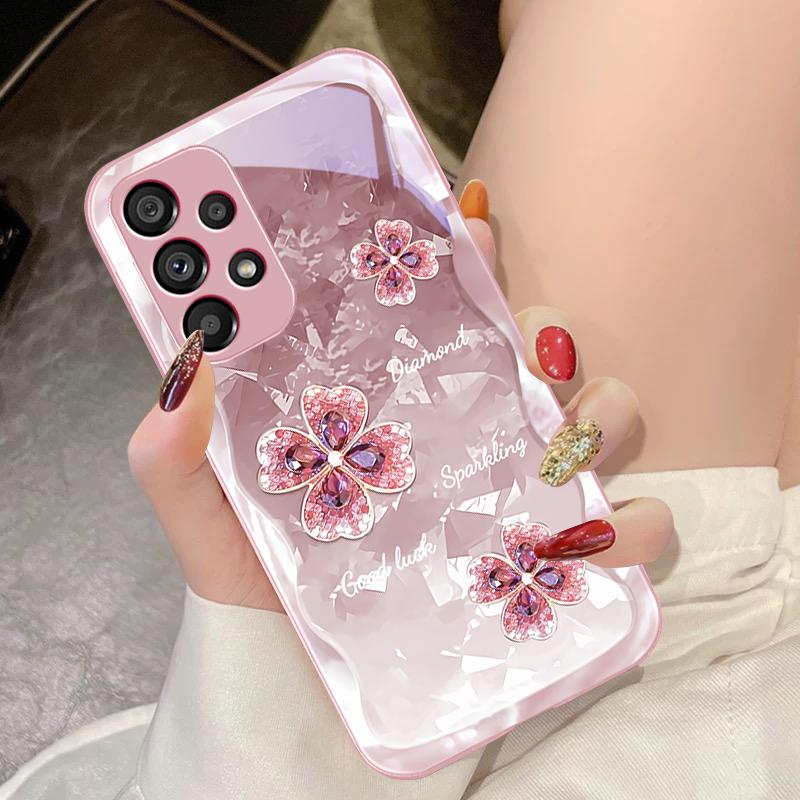 Чехол для телефона из закаленного стекла для Samsung Galaxy S10 4G S20 11E 30 S21 21Fe 22 Pro S23 Ultra 5G S8 S9 Вода Бриллиант Цветок Листья