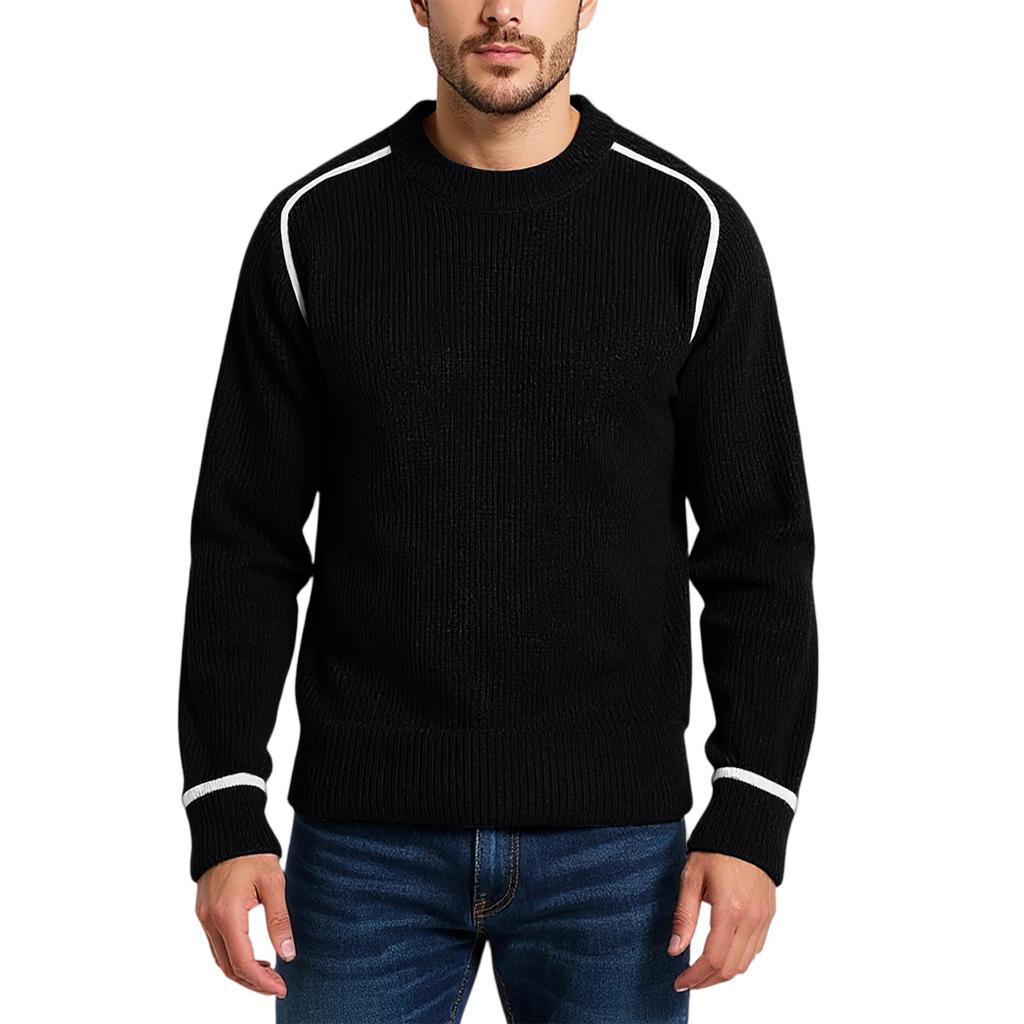Men's Fashion Knitting Pullover Long Sleeves Loose Flip Collar Sweater