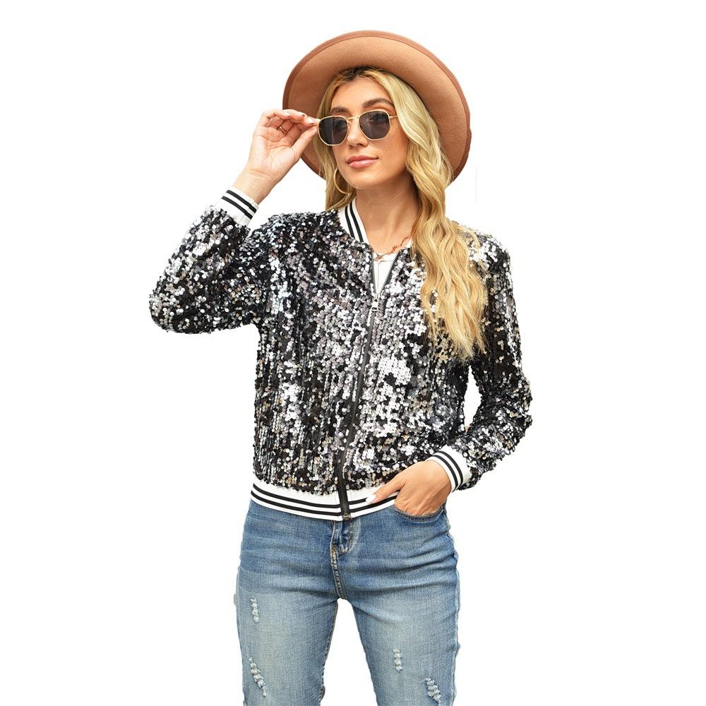 Autumn and Winter Sequins Long Sleeve Women's Jacket