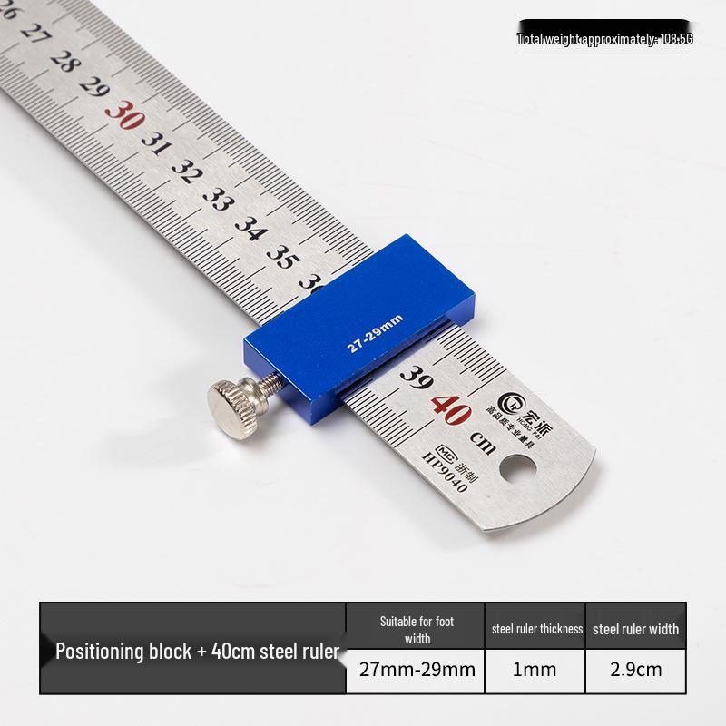 Регулируемый стальной блок для линейки: Подвижная направляющая для позиционирования и разметки