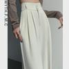 Women's High-Waist White Suit Pants - Spring and Autumn 2023, Straight Wide-Leg Design