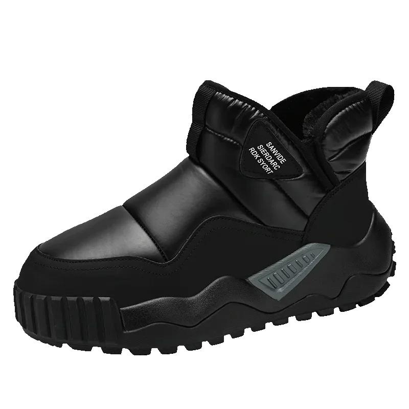 Модные модные универсальные мужские зимние ботинки, мужские теплые низкие противоскользящие износостойкие удобные толстые плюшевые ботинки для мужчин из хлопка