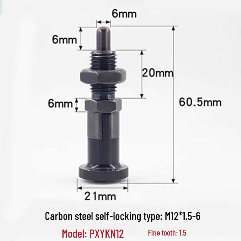Stainless Steel/Carbon Steel Indexing Pin: Knob Plunger, Self-Locking, Re-Locking, Fine Thread, Complete Specifications