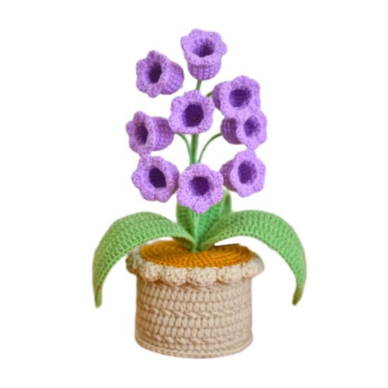 Lily of The Valley Lamp Crochet Artificial Flower Night Light Handmade Potted Plant Table Lamp for Women Wife Girlfriend Birthday Christmas Valentine