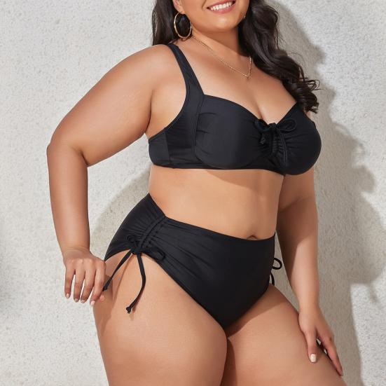 2 шт./компл. женское бикини с цветочным принтом, регулируемые бретельки, плюс размер, купальник с высокой талией и разрезом